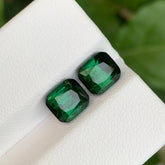 4.00 Carat Green Cushion Tourmaline Pair
