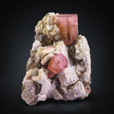 Tourmaline on Albite with Smoky Quartz