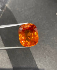 26.09 carats GRS Certified Orange Sapphire Cushion Cut Natural Sri Lankan Gemstone