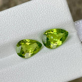 3.85 Carats Green Pear Peridot Pair