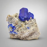 Lazurite Crystal on Calcite with Pyrite