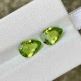 3.50 Carats Green Pear Peridot Pair