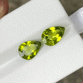 3.98 Carats Pear Shape Peridot Pair