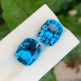 19.25 Carat Electric Blue Topaz Pair