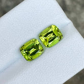 3.85 Carats Green Peridot Cushion Pair