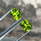 6.75 Carats Fancy Cut Peridot Pair