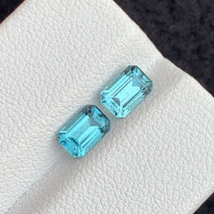 1.60 Carats Sea Blue Tourmaline Pair