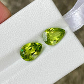 4.01 Carats Pear Shape Peridot Pair