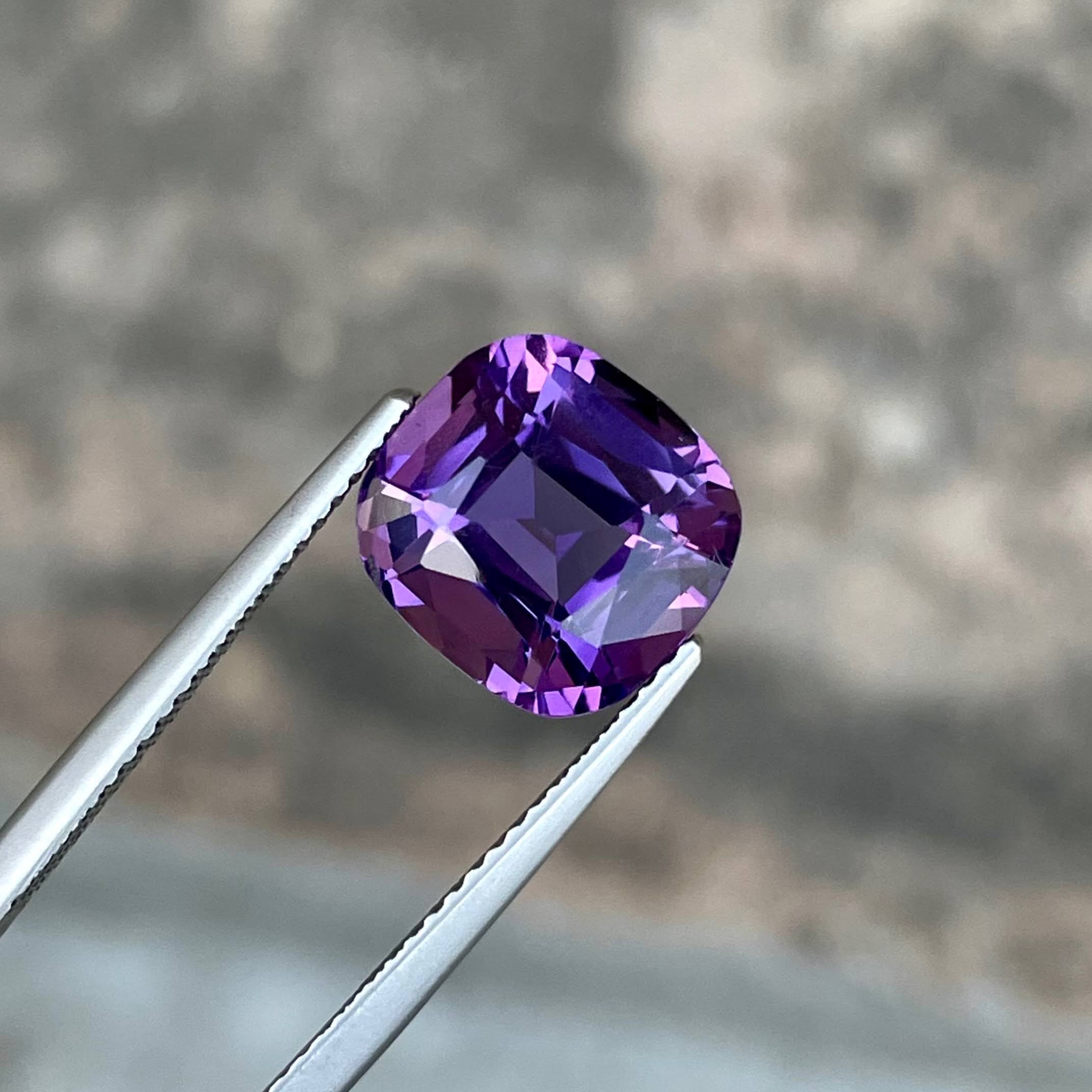 4.35 Carat Cushion Cut Purple Amethyst