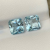 3.63ct Blue Aquamarine Pair Radiant Cut