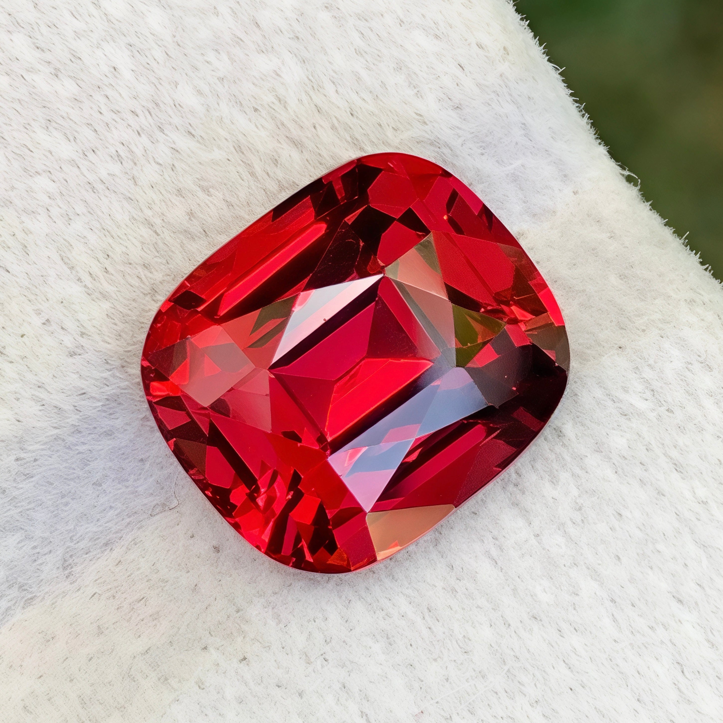 6.45ct Bright Red Garnet Cushion Cut