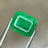 1.34ct Rich Green Zambian Emerald Cut Emerald