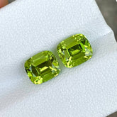 3.74 Carats Green Peridot Cushion Pair