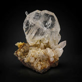 Faden Quartz on Calcite Matrix