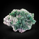Green Tourmaline Cluster on Lepidolite