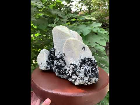 Aesthetic Microcline On Tourmaline and Quartz Crystal