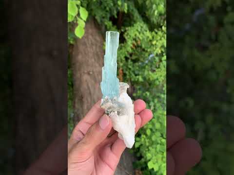Etched Aquamarine Crystal on Albite