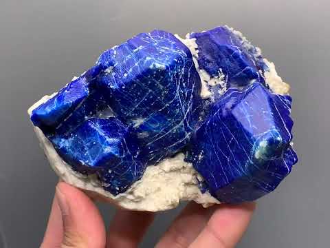 Lazurite Crystal On Calcite Matrix