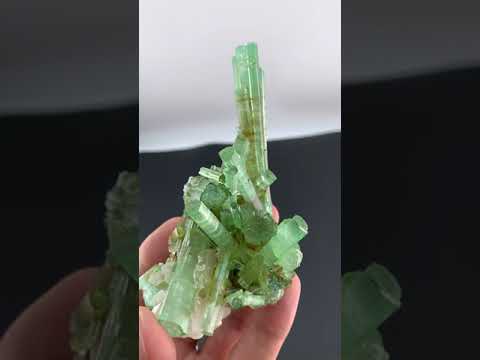 Green Tourmaline Crystals with Quartz