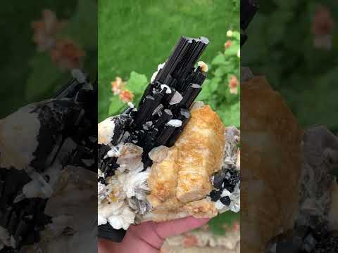 Tourmaline on Feldspar with Aquamarine