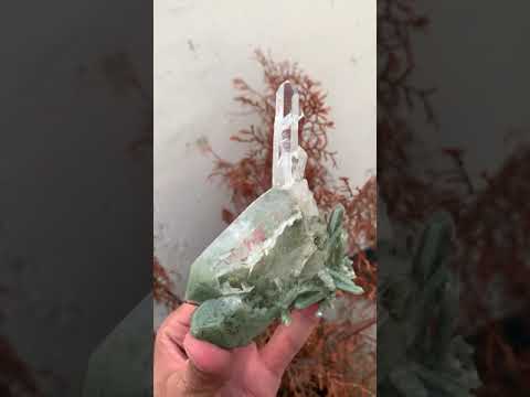 Clear and Chlorite Quartz Cluster