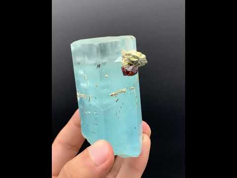 Aquamarine On Red Spessartine Garnet