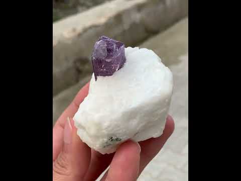 Purple Scapolite Crystal on Calcite