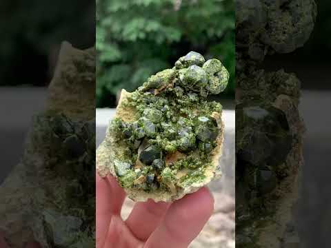 Demantoid Garnet Crystals on Matrix