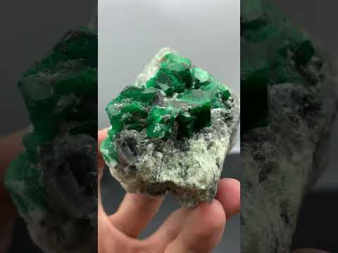 Deep Green Emerald Crystal On Calcite