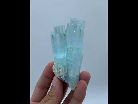 Aquamarine Cluster on White Albite