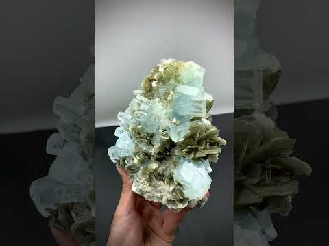 Aquamarine Cluster on Muscovite Mica