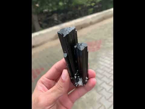 Black Color Tourmaline Attached Crystals