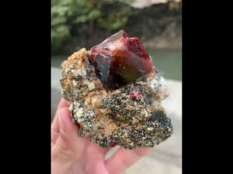 Zircon crystal on Graphite and Calcite
