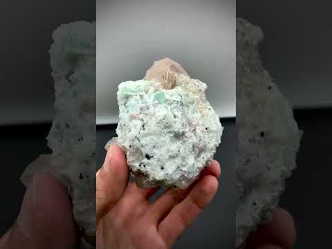 Peach Morganite Crystal with Sea Foam Blue Tourmaline from Afghanistan