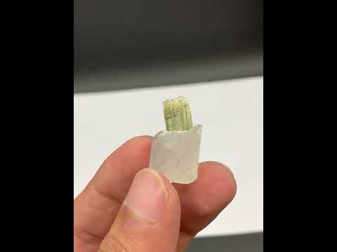 Green Tourmaline On Clear Topaz