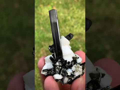 Lusterious Schorl Black Tourmaline Crystal on Albite from Pakistan