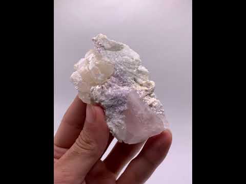 Pink Morganite crystal with purple Lepidolite and Quartz from Kunnar, Afghnistan