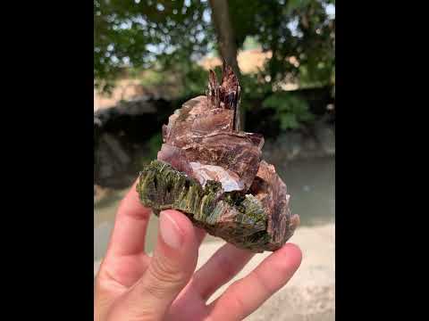 Brown Axinite Crystals with Epidote