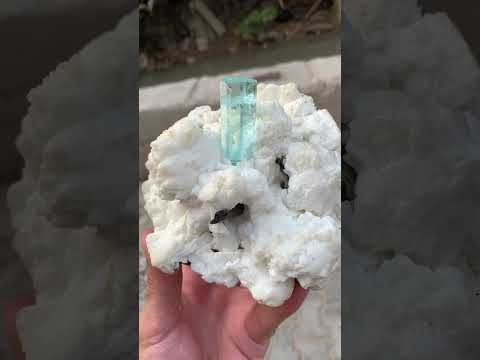 Aquamarine Crystal on White Albite
