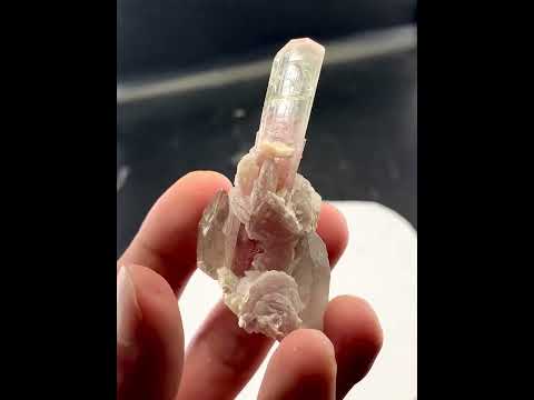 Tourmaline on Smoky Quartz and Lepidolite