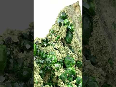 Green Demantoid Garnet on Matrix
