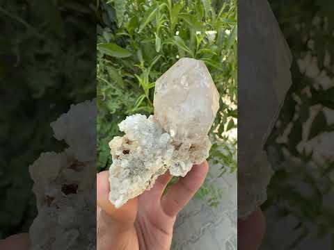 Focal Window Quartz Crystal on Calcite with Luster and Aesthetics from Pakistan