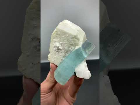 Double Terminated Aquamarine on Microcline Feldspar From Pakistan