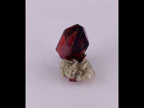 Blood Red Brookite Crystal On Albite