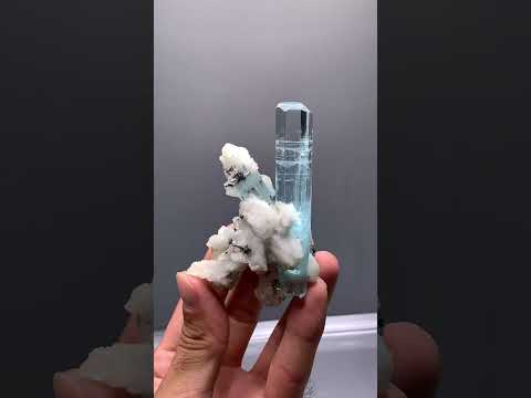 Blue Aquamarine Crystal on Albite