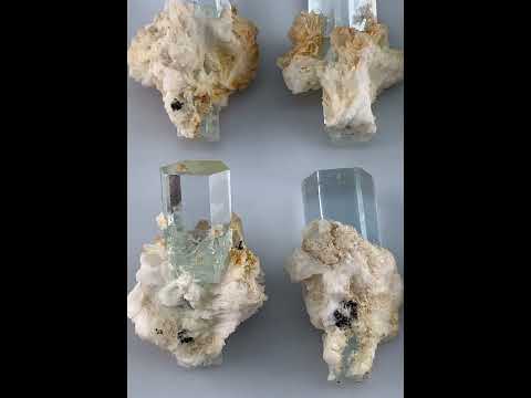 Batch of Aquamarine Crystals on Albite