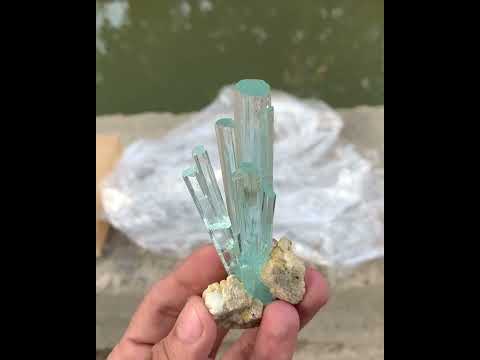 Cluster of Aquamarine on Albite Matrix