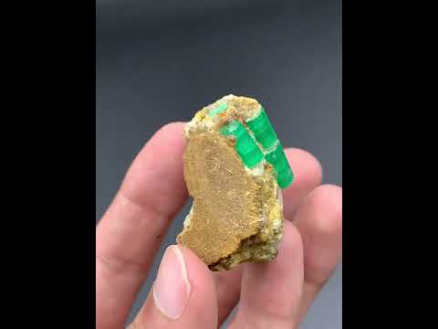 Green Emerald Crystals On Calcite