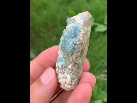 Blue Vorobyevite Crystals on Albite