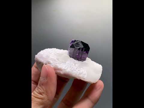 Purple Scapolite Crystal on Calcite